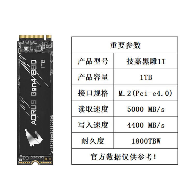 二手技嘉黑雕1T SSD固态硬盘 M.2SATA3接口 Lexar雷克沙NM700 1TB