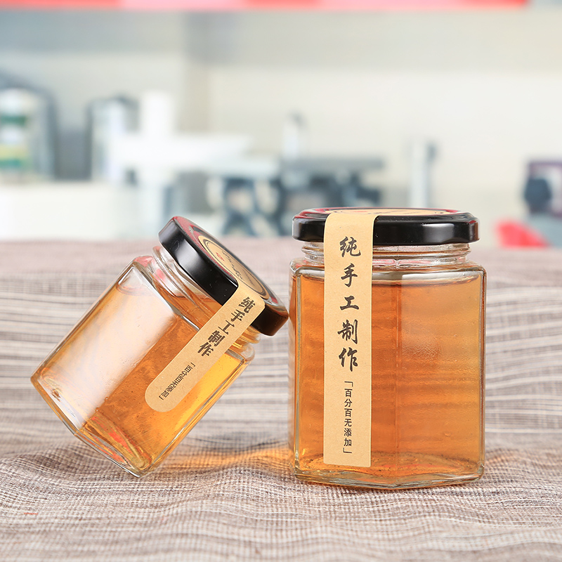 六棱玻璃瓶密封罐头瓶子带盖酱菜瓶蜂蜜果酱瓶辣椒酱瓶燕窝分装瓶