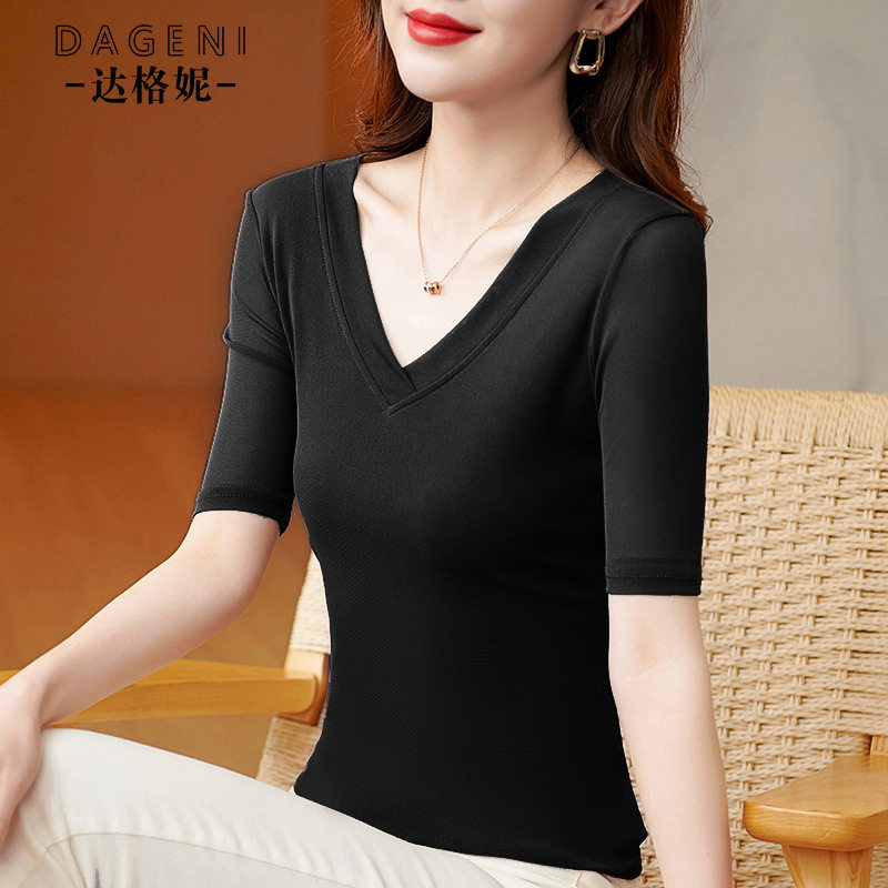 黑色网纱打底衫女内搭外穿轻薄纱衣2025年春夏新款洋气蕾丝小衫女 - 实物图