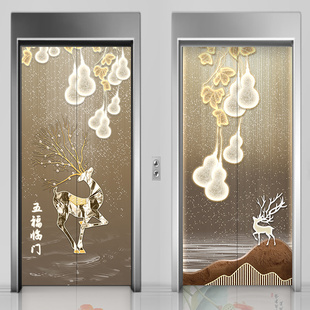 轻奢电梯门贴纸高级感一梯一户装饰贴画防火门衣柜入户水电井膜