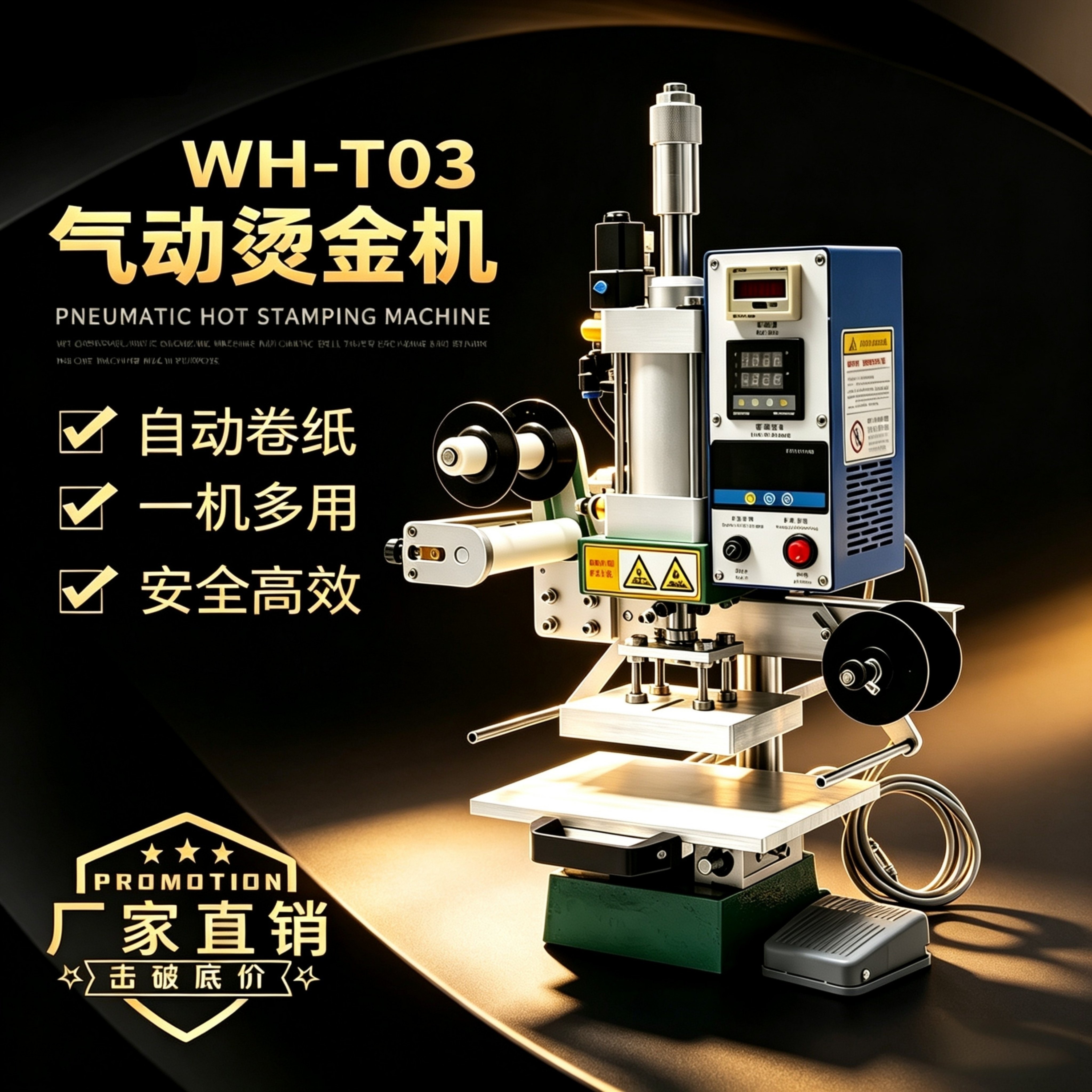 【顺丰包邮】气动烫金机滑动工作台开关皮革压唛LOGO名片木头烙印