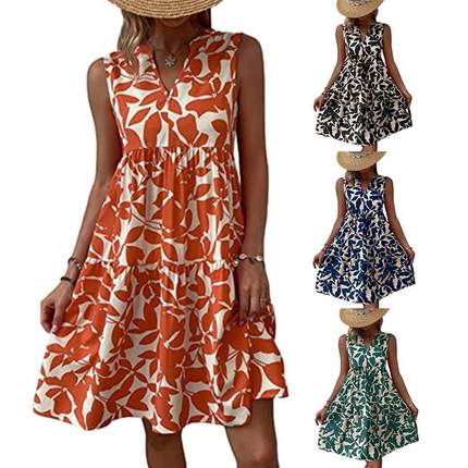 summer dresses women casual print ladies skirt夏季宽松女裙