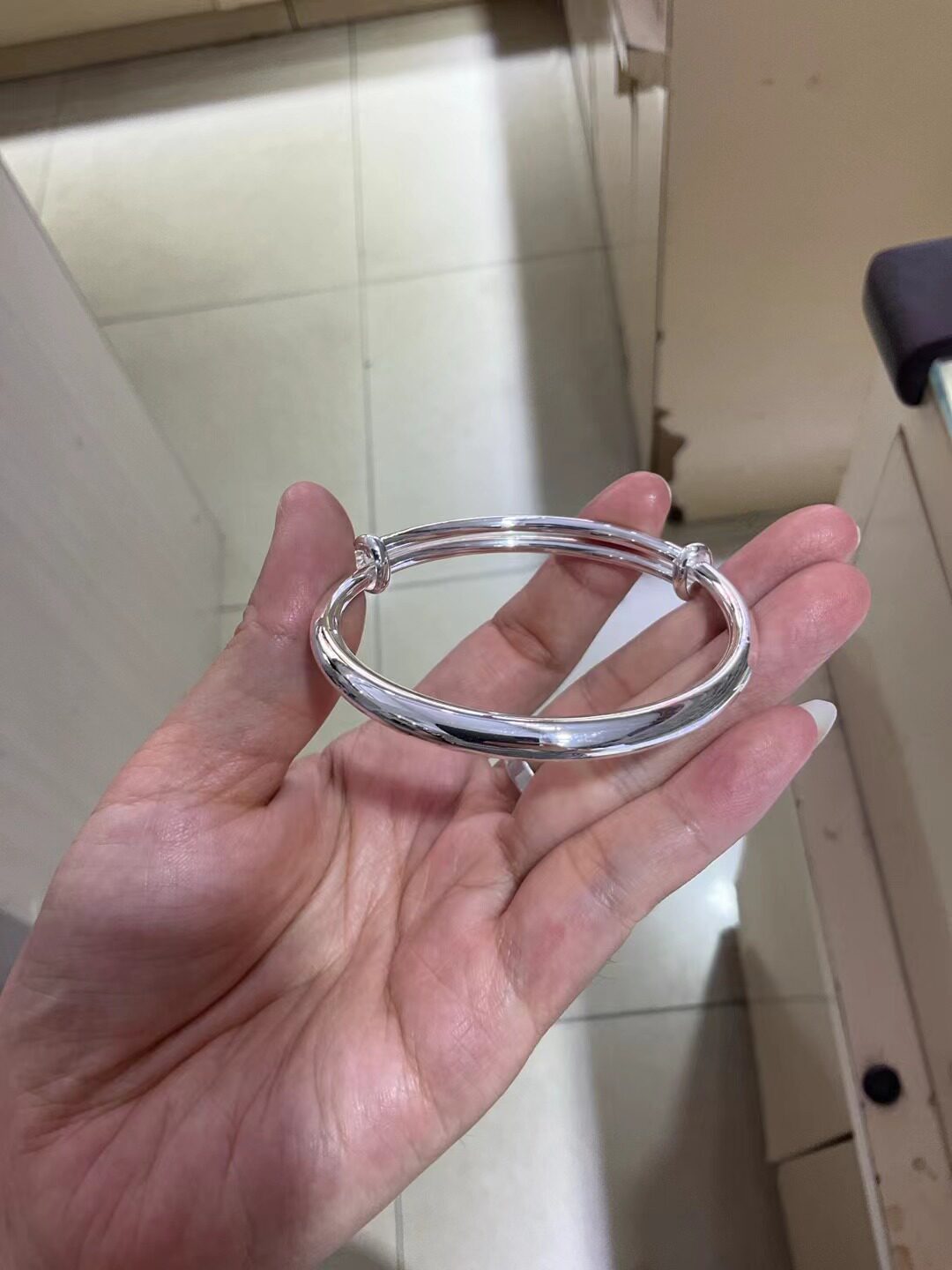 贵州手工银饰足银999实心款百搭手镯女纯银镯子经典光圈手环简约