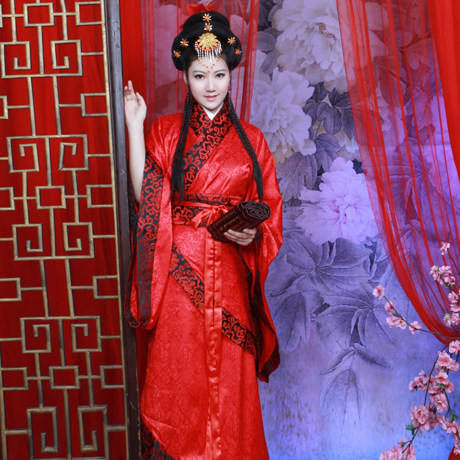 栖凤阁汉服女装古装汉代服装短曲裾古典民族演出服曲裾深衣