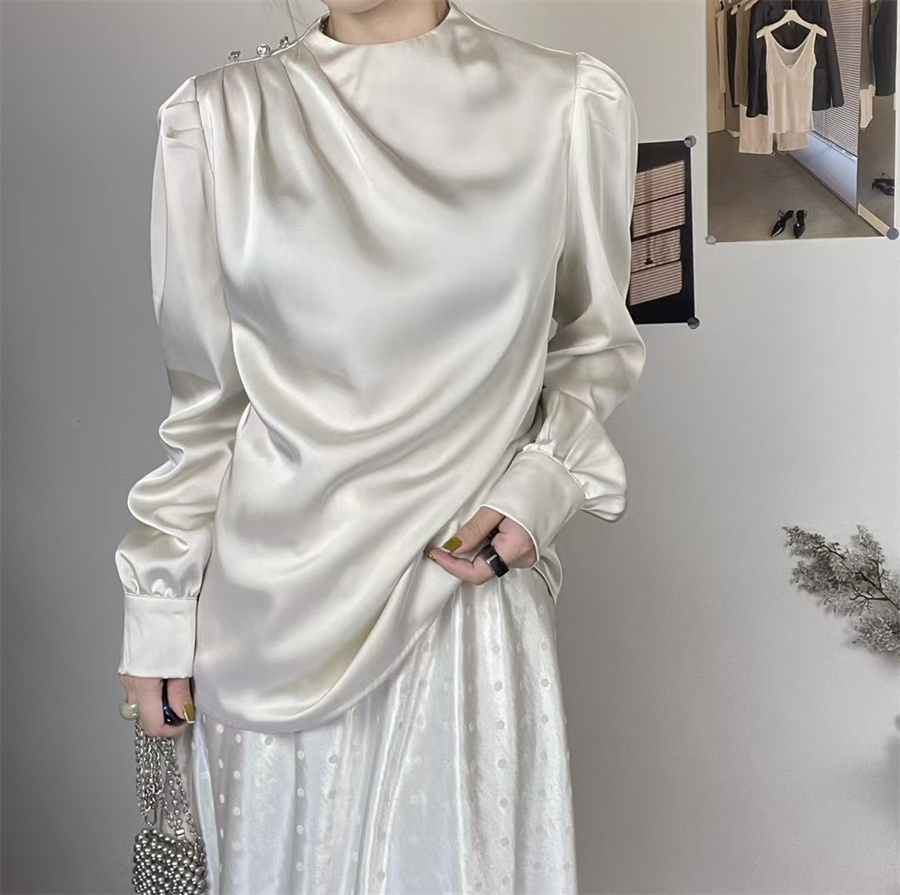 秋季新款时尚气质缎面衬衫