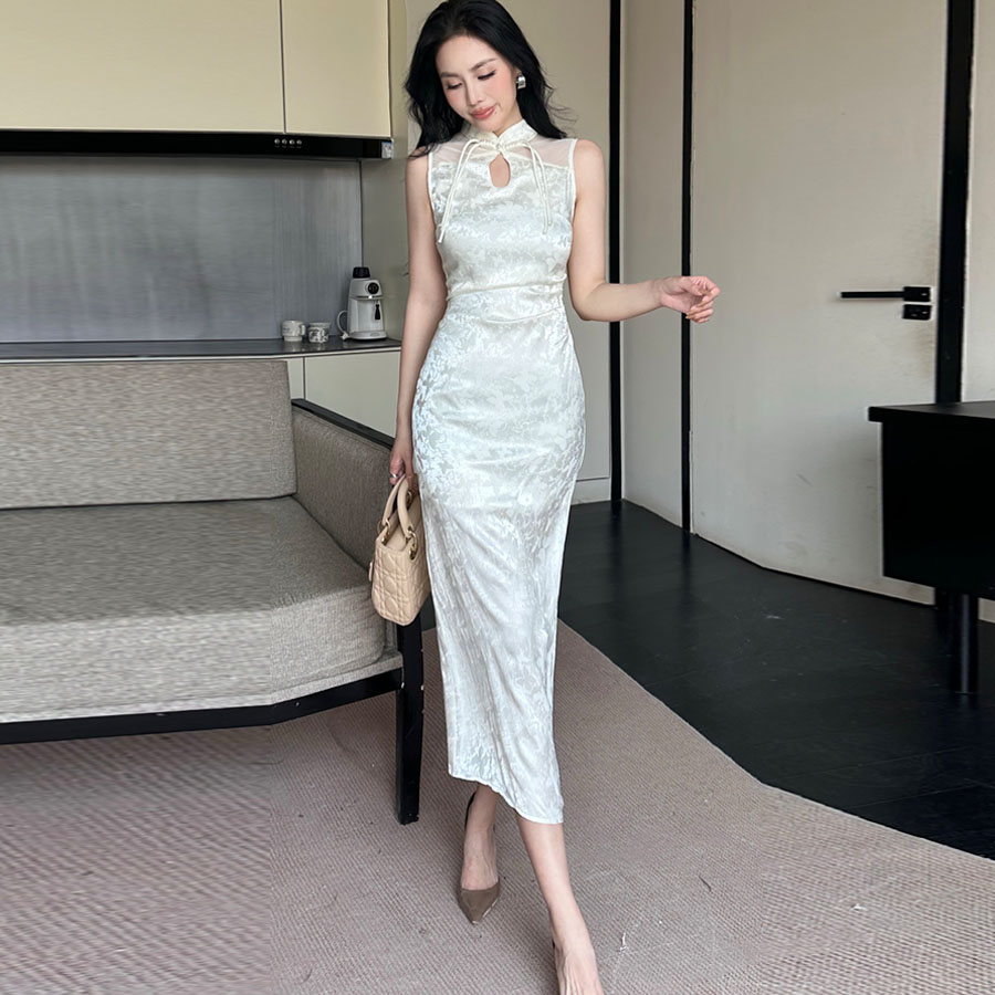 新中式国风改良旗袍无袖连衣裙