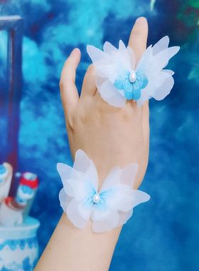 金色手链娟纱蝴蝶首饰立体复古大蝴蝶手链森系度假唯美超仙清新