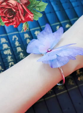 女镀银复古旗袍蝴蝶手链