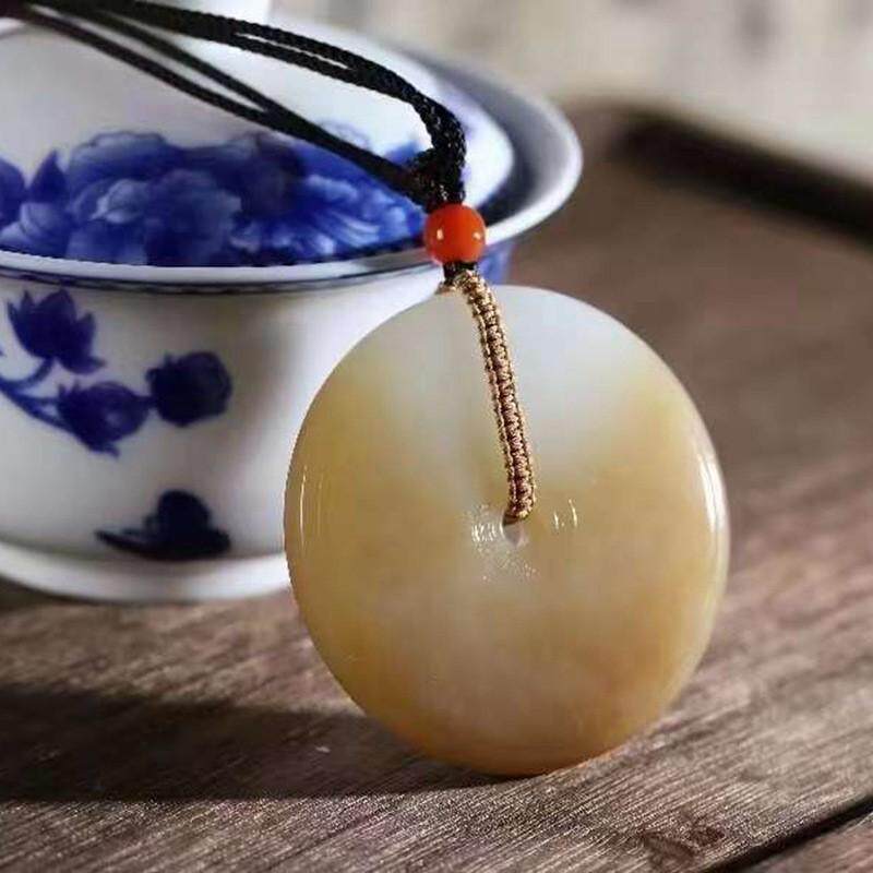 玉器工艺品天然新疆和田玉且末糖料老料俏糖色平安扣玉石男女挂件