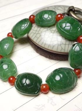 龟壳@手链俄料碧玉和田玉手串