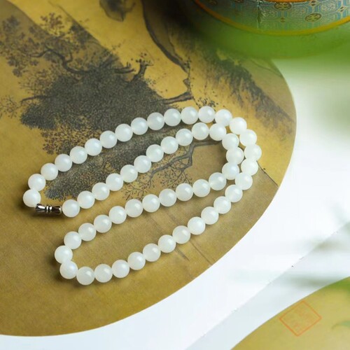 玉器工艺品天然新疆和田玉青海料羊脂级白玉项链玉石妈妈链女挂件