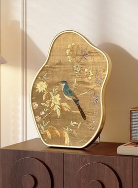 花鸟喜鹊摆画卧室床头桌面装饰画摆台复古摆件中古风小众艺术挂画