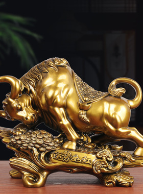 运势如虹牛摆件十二生肖牛办公室前台客厅玄关店铺公司开业工艺品