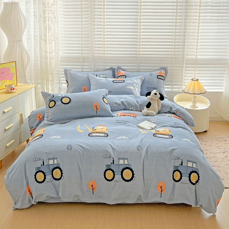 全棉加厚磨毛四件套1.8米床笠纯棉保暖秋冬季床单被套三件套1.2m