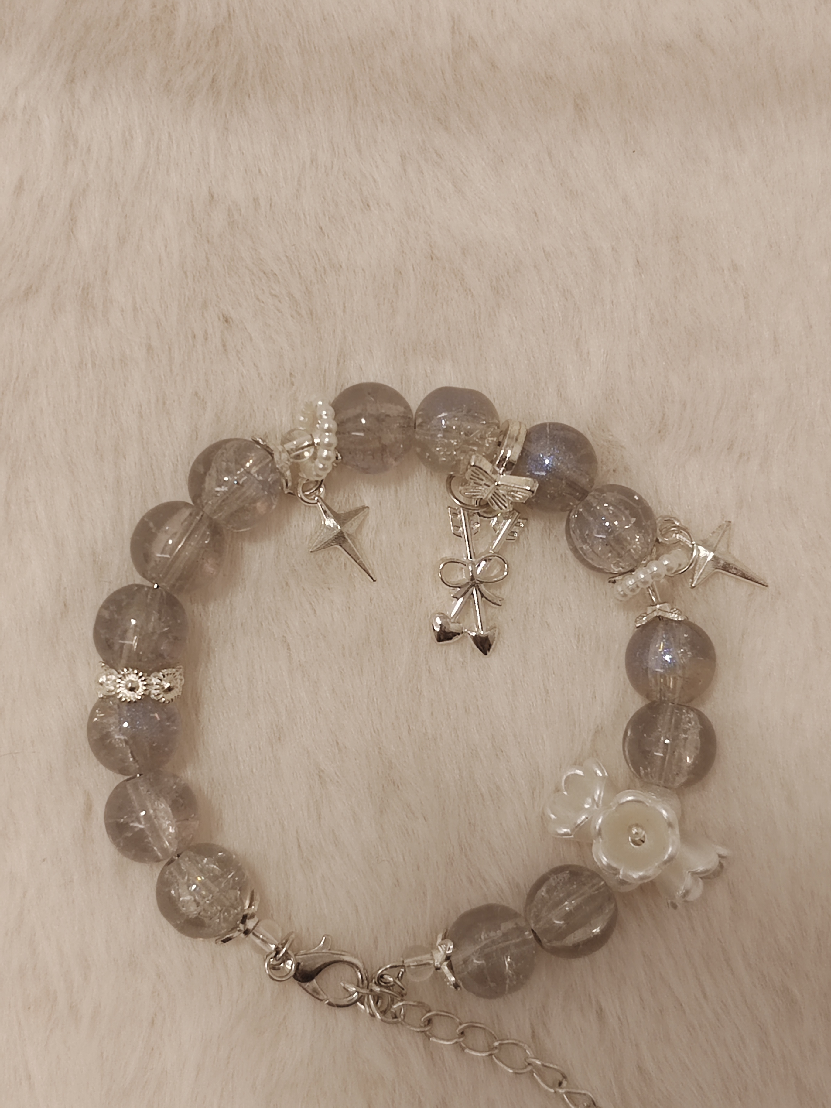 灰蓝色水晶手链女款单圈时尚百搭饰品礼物送女友闺蜜生日礼物