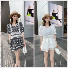 2025年夏季新款镂空绣花韩版小香风套装女上衣短裤宽松刺绣两件套