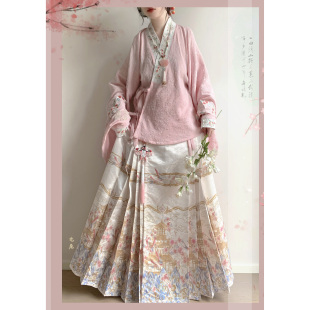马面裙洛丽塔秋冬套装 花汐醉原创汉洋折衷明制汉服交领短衫 琵琶袖