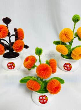 扭扭棒柿子花盆栽diy材料包