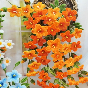 凌霄花扭扭棒手工仿真花家具电视背景装饰花创意diy假花挂件七夕