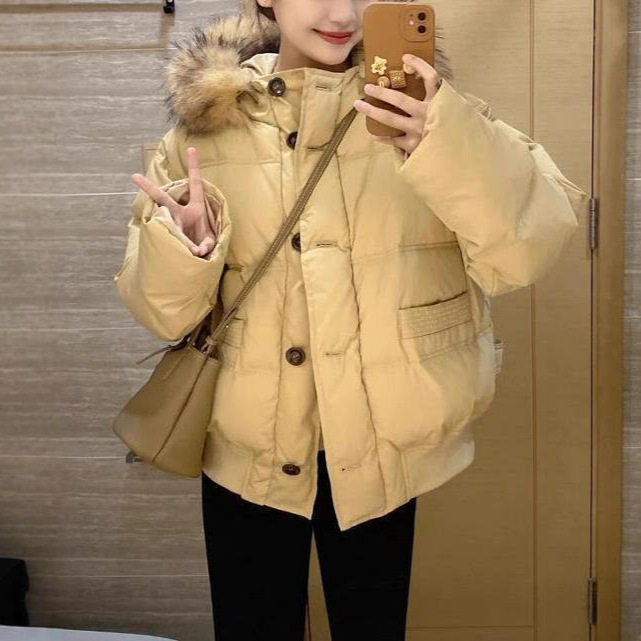 新款连帽羽绒棉服女2025