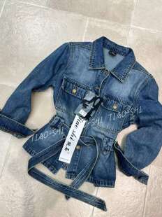 潮 深蓝色百搭系带帅气牛仔小外套女装 欧洲站2026早春新款 欧货时尚