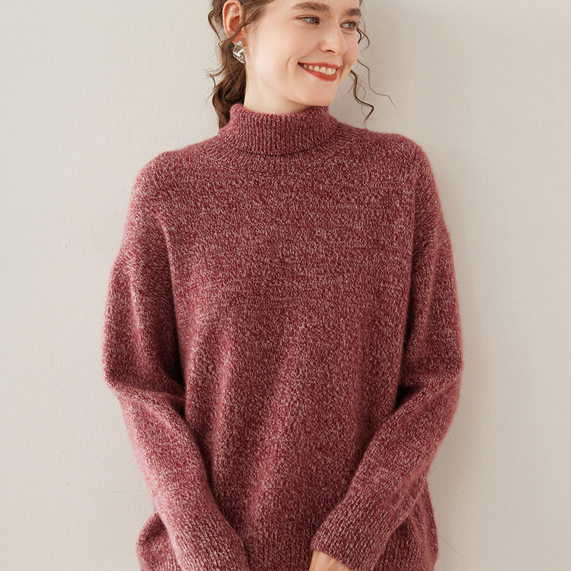 长袖套头高领简约山羊绒