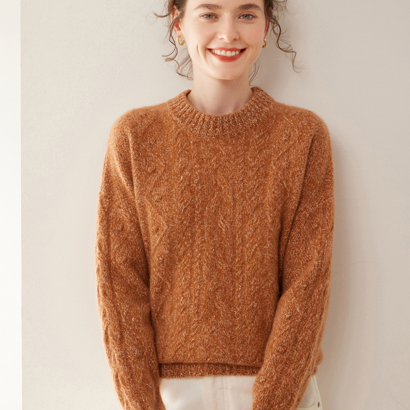 花纱圆领宽松新款针织打底加厚