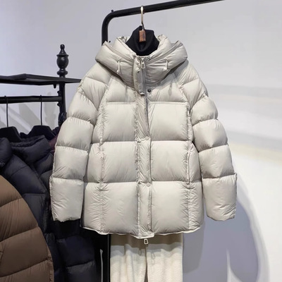 90新国标白鸭绒冬季新款泡芙羽绒服中长款连帽加厚时尚保暖外套女