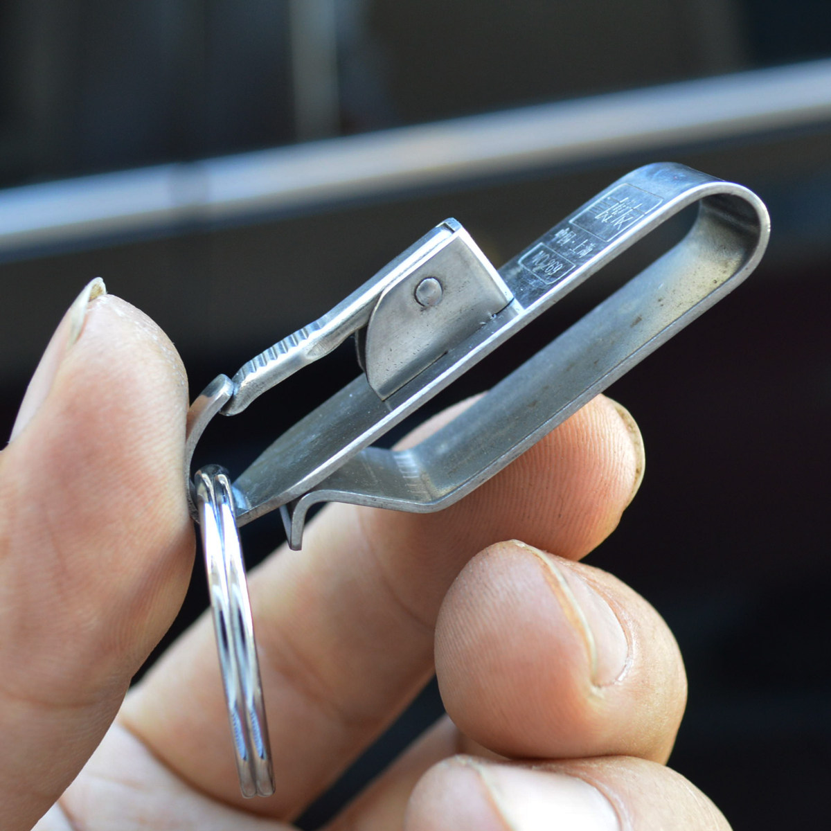 博友不锈钢皮带钥匙扣腰带老式创意双环锁匙扣男士夏松紧裤腰挂卡