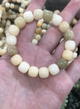 菩提白玉手串学生绕指柔佛珠文玩手链年糕桶珠小礼品男女款