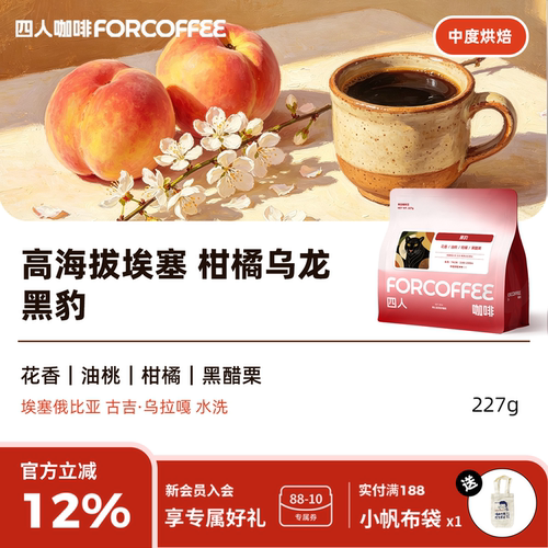 四人埃塞黑豹手冲咖啡豆227g