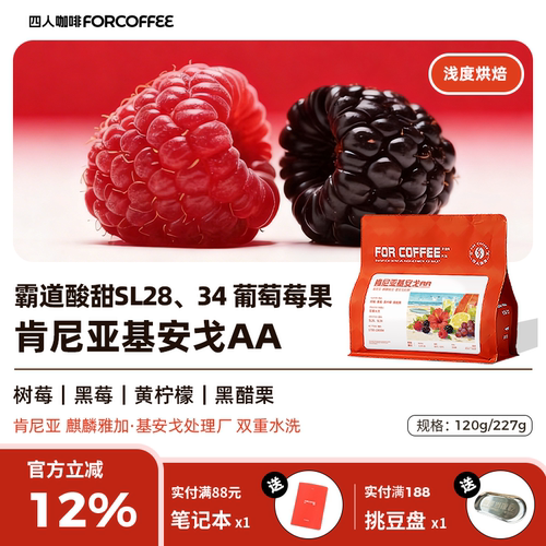 四人肯尼亚基安戈AA咖啡豆227g