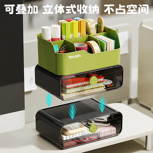 家用桌面收纳盒抽屉式文具整理盒多功能置物架可叠加化妆品收纳盒