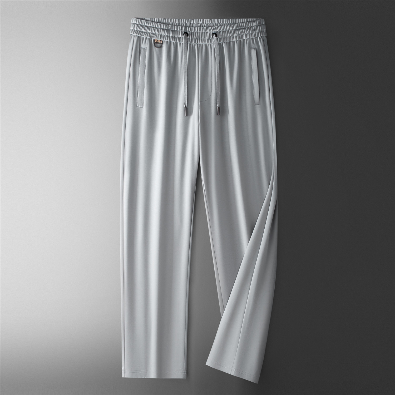 夏装男士系带松紧腰休闲运动裤宽松直筒长裤爸爸高档简约裤子薄款