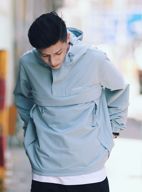 PSO Brand 户外机能防风防水连帽运动冲锋衣男女潮牌宽松夹克外套