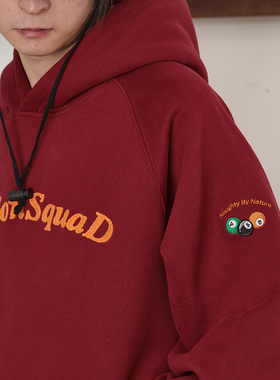 ACTIONS刺绣字母加绒连帽卫衣美式男女情侣休闲宽松百搭帽衫外套