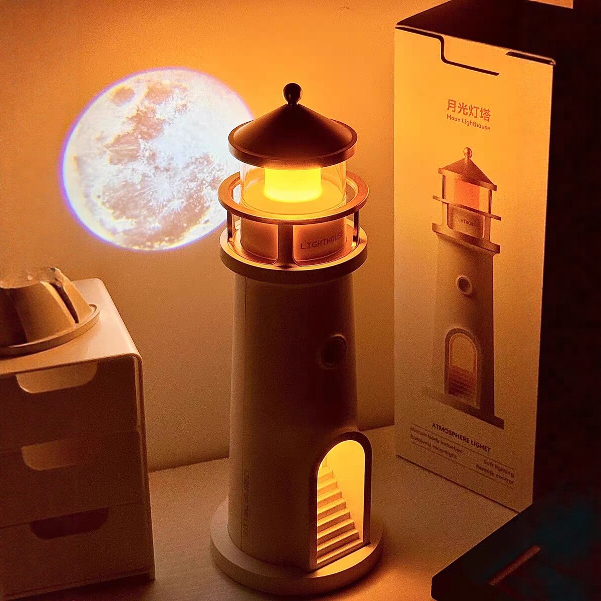 蓝牙音箱灯塔投影月球灯客厅卧室床头usb无线小夜灯女生礼物礼品