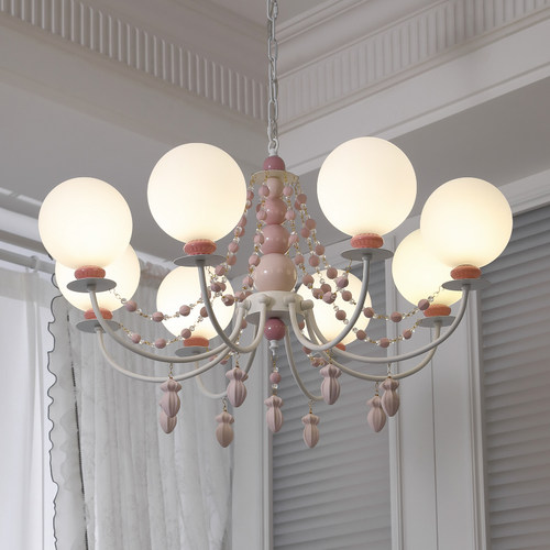 法式奶油风儿童房吊灯创意魔豆灯主卧室灯美式复古主灯高级感书房