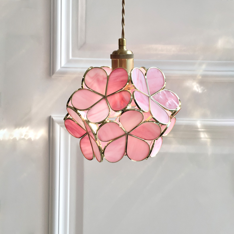 法式中古风卧室床头小吊灯美式复古餐厅吧台吊线灯氛围花瓣灯玄关