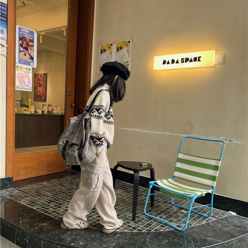 粗棒针费尔岛毛衣+工装加绒卫裤