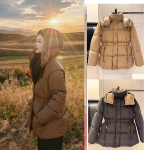 2025蒙M家新款李沁同款收腰黑金Agneux鹅绒羽绒服女加厚外套潮