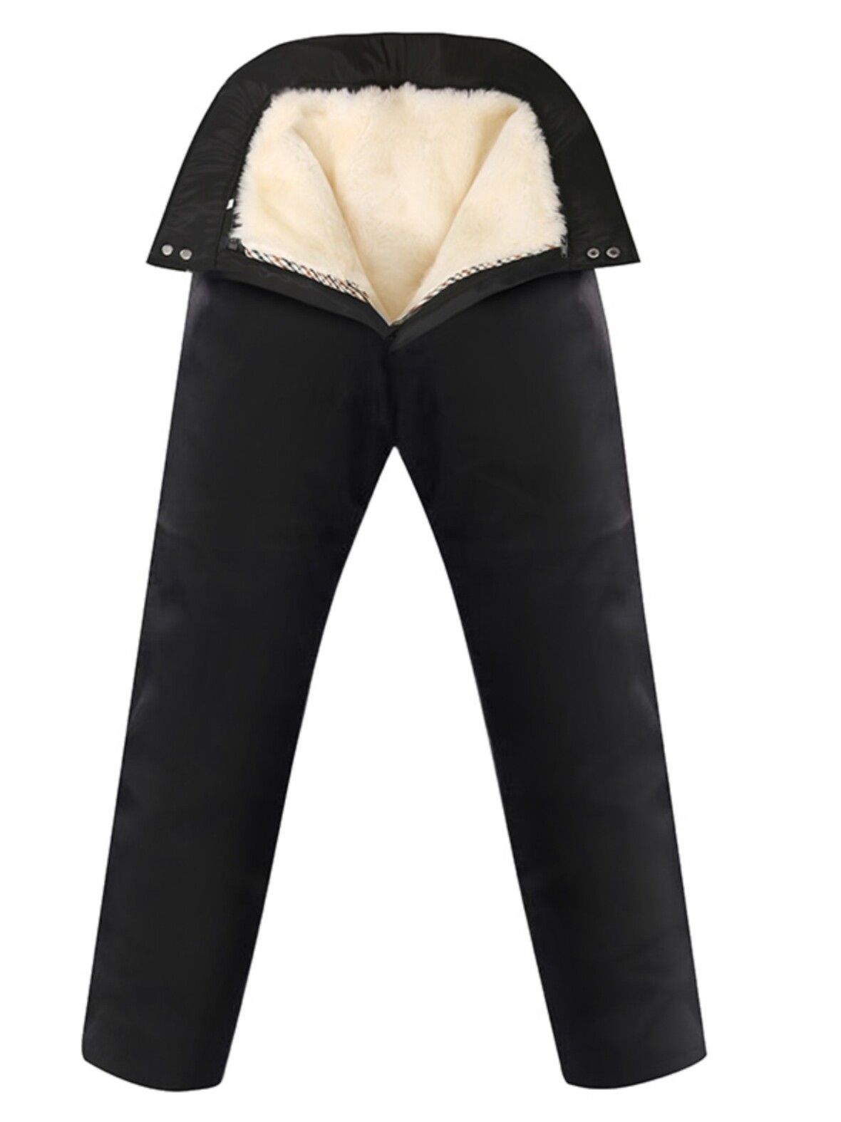 겨울 중년 및 노인 양가죽 일체형 내부 담낭 남성과 여성을위한 하이 웨이스트 깊은 가랑이 바지 따뜻하고 두꺼운 탈착식 양가죽 바지