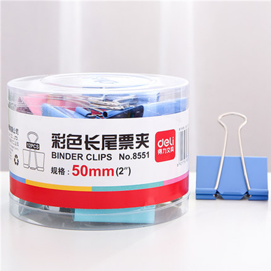 12个得力长尾夹 8551 51mm彩色长尾夹长尾夹燕尾夹票夹_虎窝淘