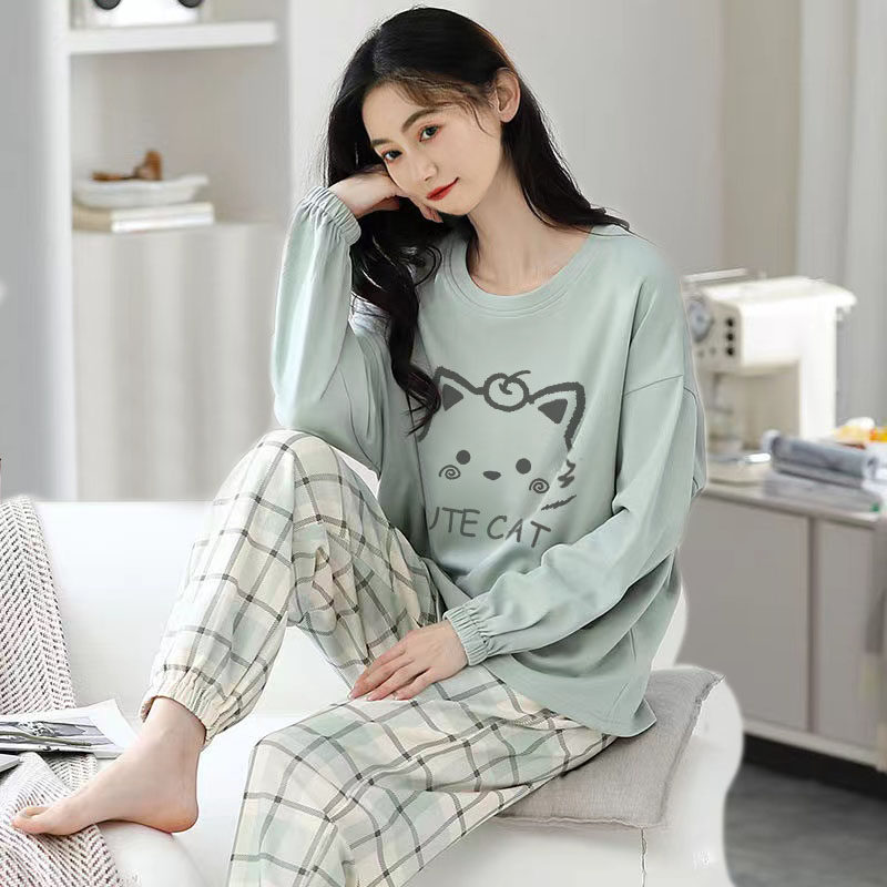 【一套价】2025新款韩版长袖可爱宽松两件套女士睡衣家居服套装女