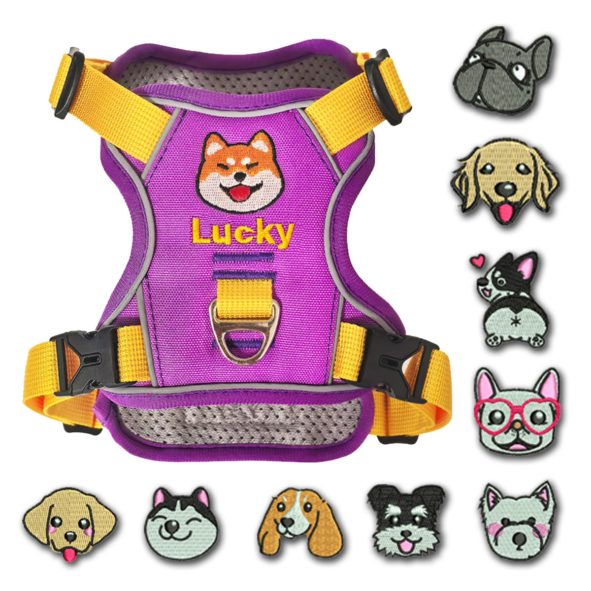 中大型犬遛狗胸背狗牌定制刺绣