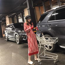 法式 孕妇装 针织连衣裙秋 2021秋款 复古洋气毛衣裙过膝长款 新款