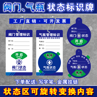 设备阀门状态气瓶状态牌医院氧气体标示牌常开常闭关管道标识挂牌