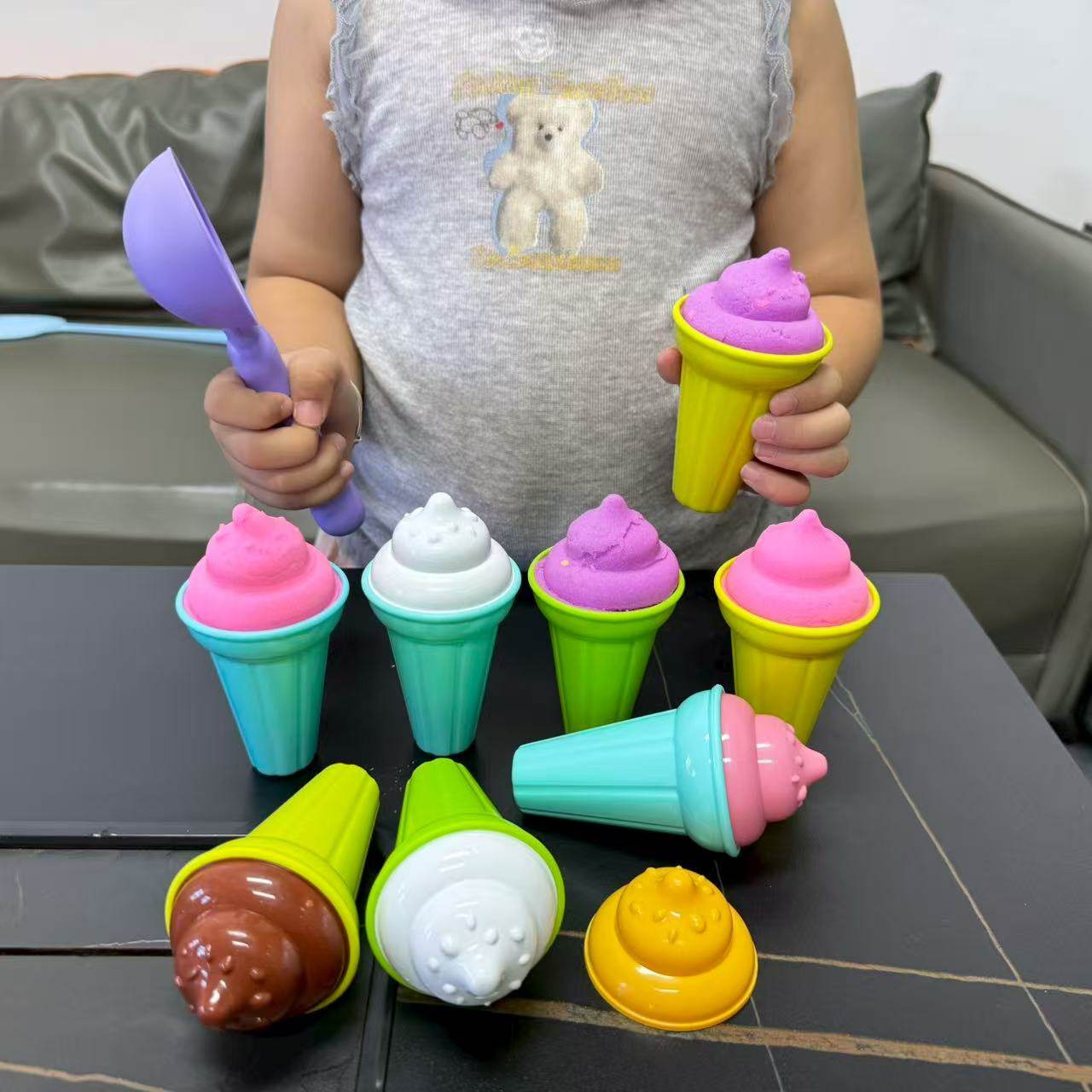 儿童冰淇淋玩具套装宝宝仿真甜筒雪糕模型过家家玩沙子戏水玩具