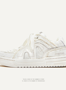 广州鞋破坏系列之【M】舒适牛仔男鞋厚底耐磨男女款低帮情侣板鞋