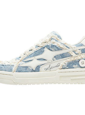 广州鞋潮鞋春夏男鞋子男国潮韩版洗水牛仔透气男士板鞋男女情侣鞋